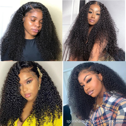 Cheap Indian Brazilian Virgin Deep Wave Curly natural Human 13x4 long Lace Front Hair Wigs For Women